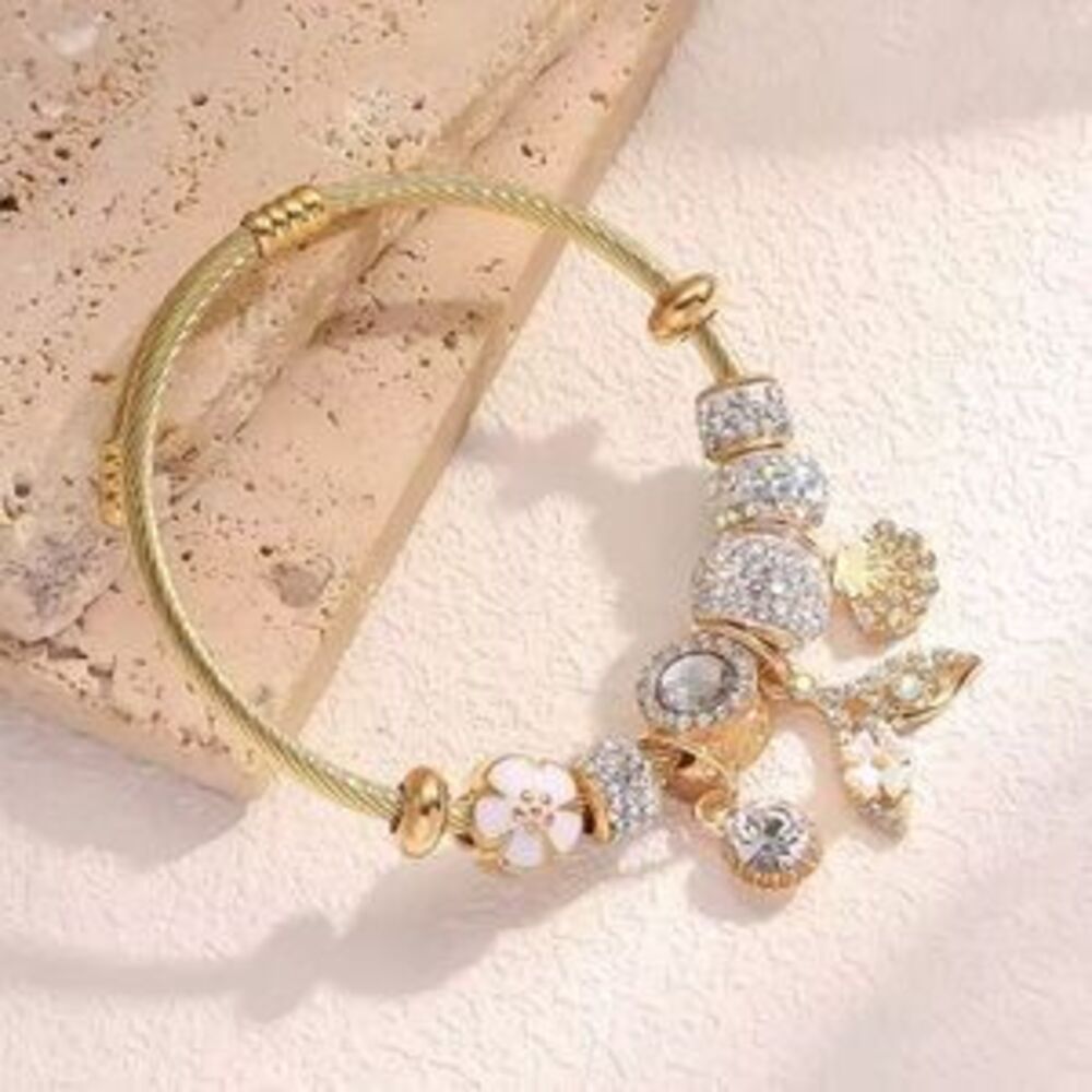 Gold Charm Sparkling Beads & Nautical Charms Bracelet - Picture 3 of 3
